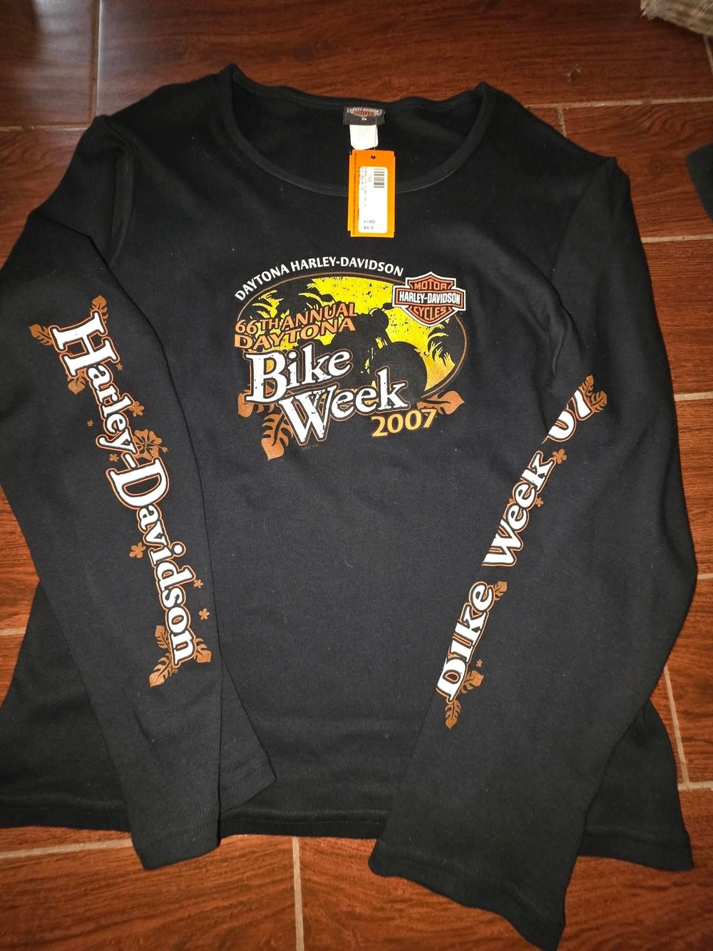 Harley-Davidson Black Long Sleeve Tee with Gold & White Daytona Logo